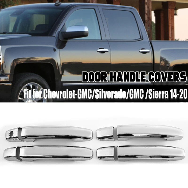 Chrome 4Dr Door Handle Covers Bezel Kit for 2014-2018 Chevy Silverado GMC Sierra
