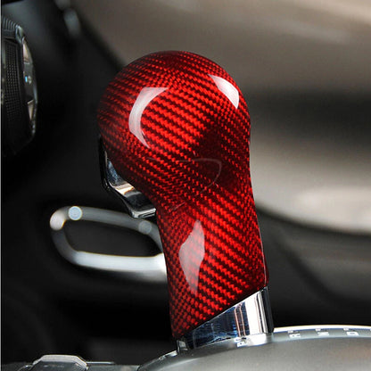 Red Real Carbon Fiber Gear Shift Head Knob Surrond Trim fit For Chevrolet Camaro