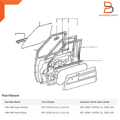 Outer Weatherstrip Front Door Glass Belt for Toyota Hilux 4Runner (LN56-LN60)