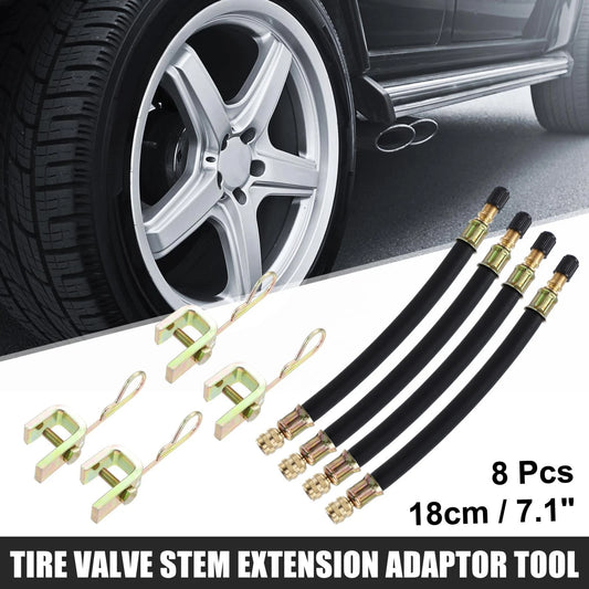 8pcs Tire Valve Extension Stem Adaptor Tool for Car Truck Motorcycle Trailer RV