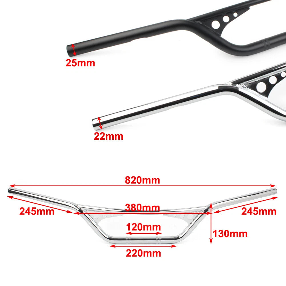 1" Z-Bar Handlebar for Harley Honda Yamaha Suzuki Motorcycle Black