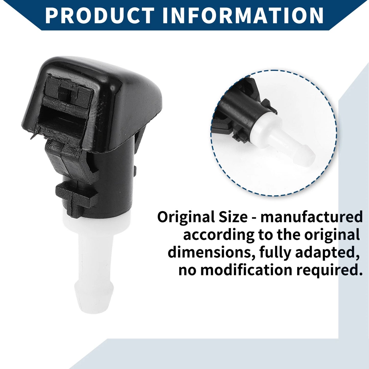 2 x Front Windshield Washer Nozzles for Jeep Patriot (2007-2017) Black White