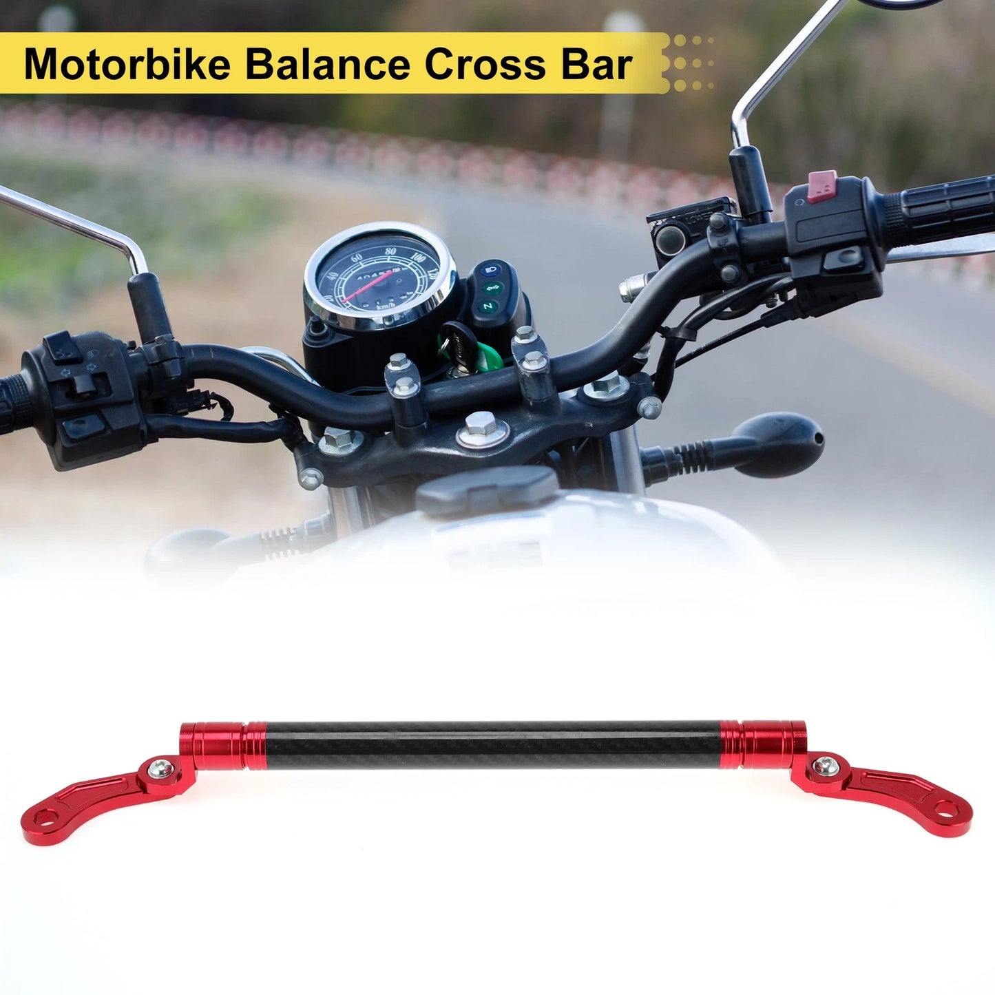 Balance Cross Bar Handlebars for Motorcycle Red 10mm Hole Diameter 0.39"