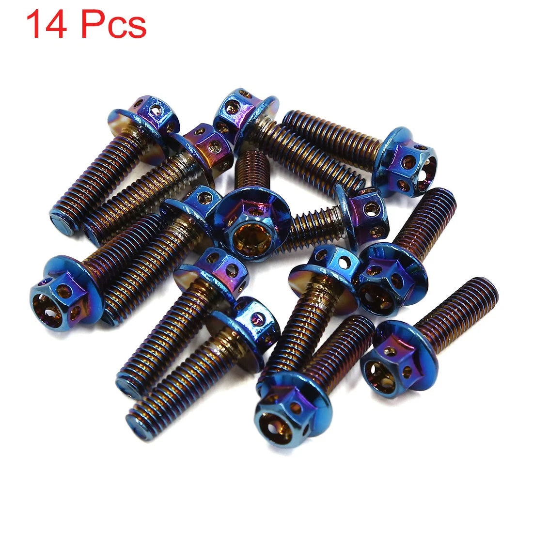 14pcs M6 Titanium Alloy Hex Bolts Fastener Clips Screws for Motorcycle