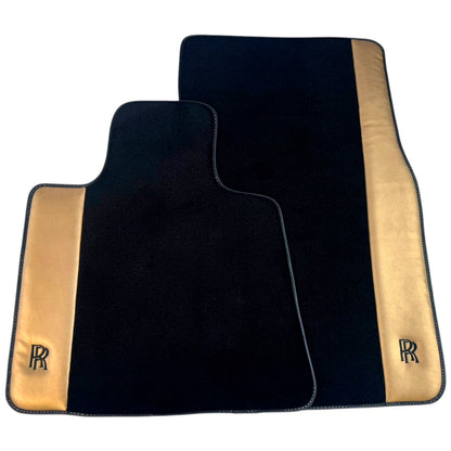 AutoWin Black Floor Mats for Rolls Royce Wraith (2013-2023) | Gold Leather