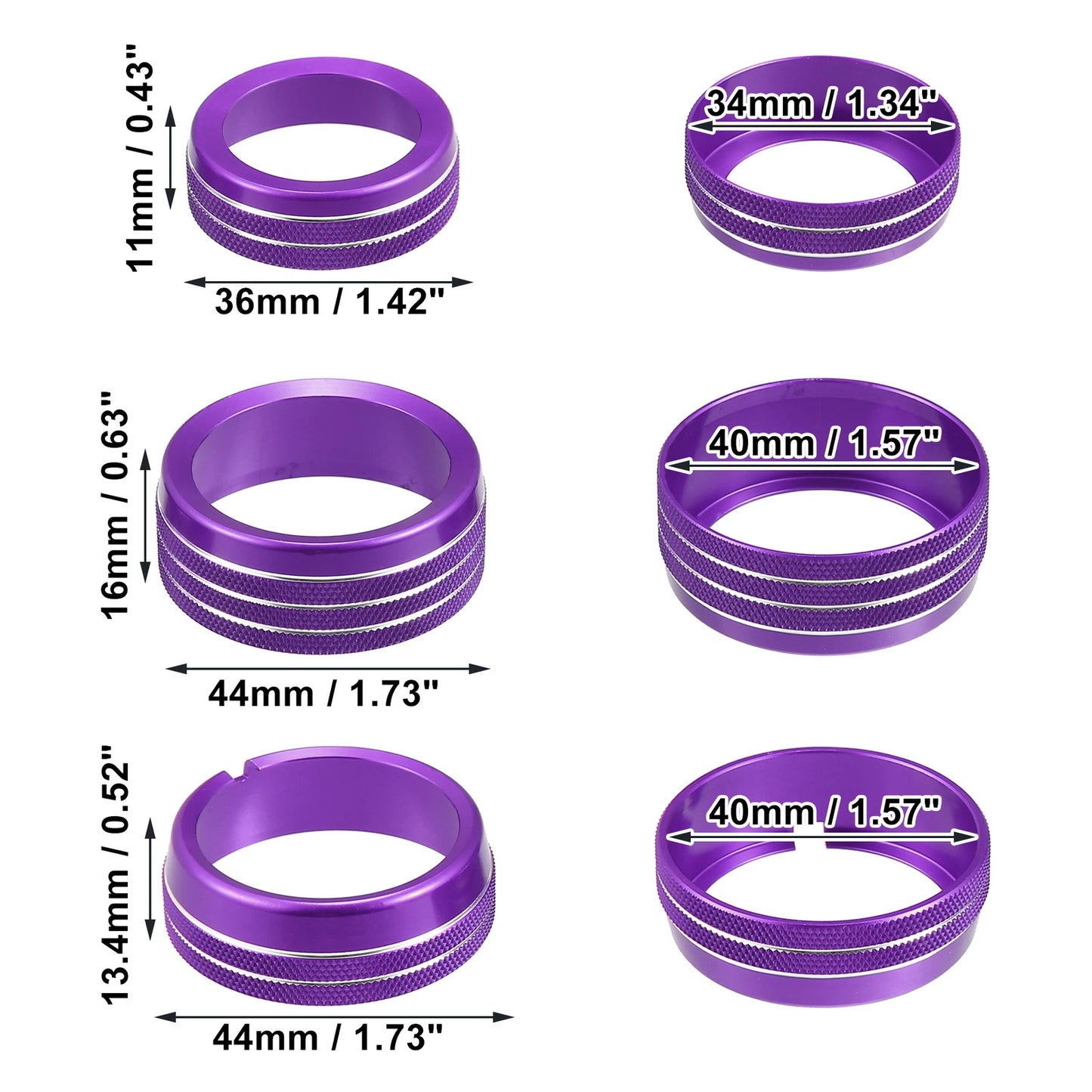 4 x AC Switch Knob Cover Ring Trim for Dodge Ram 1500 Purple
