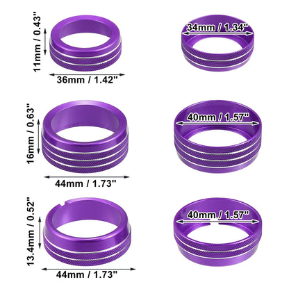 4 x AC Switch Knob Cover Ring Trim for Dodge Ram 1500 Purple