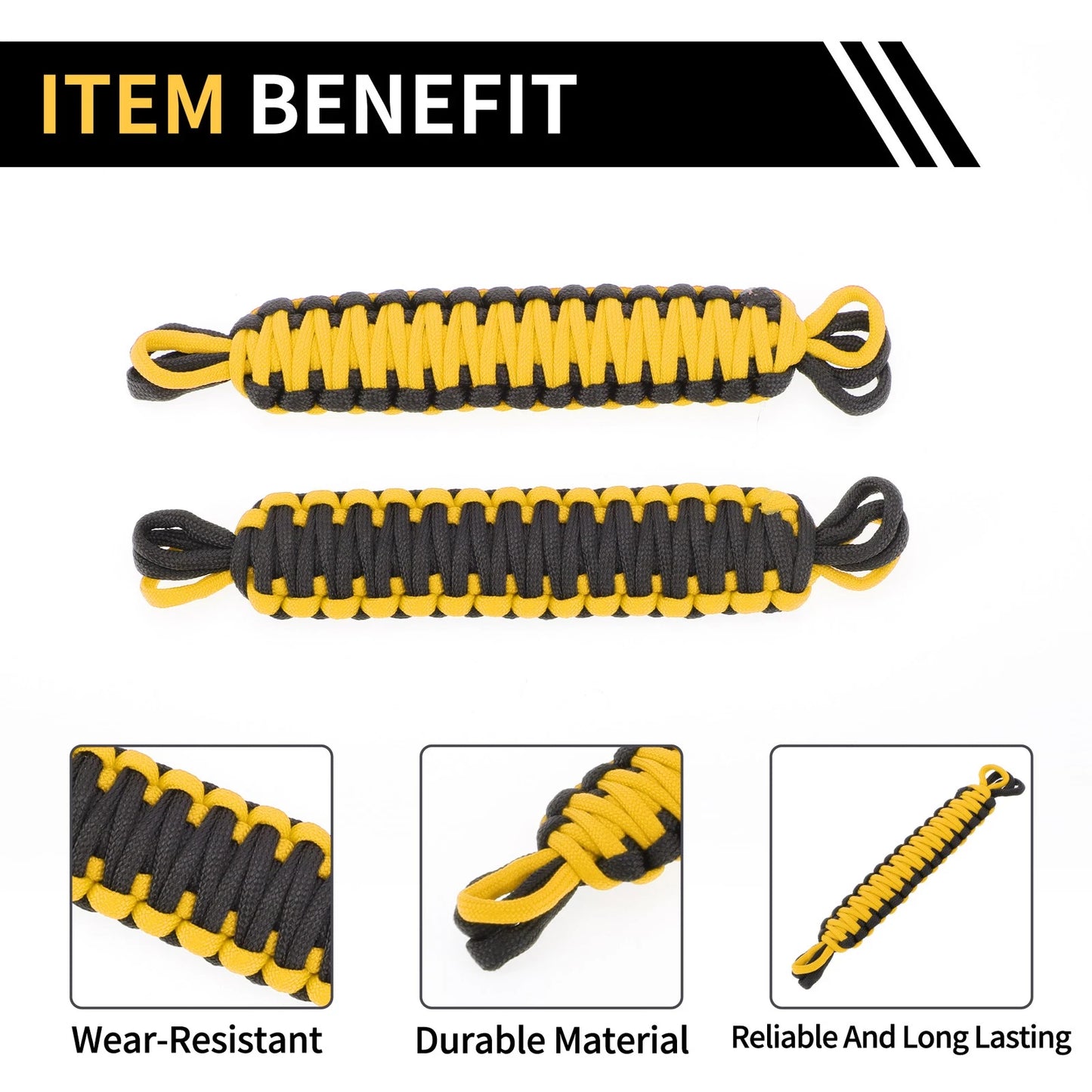 2 x Door Limiting Straps for Jeep Wrangler TJ JK JKU (2007-2018) Black Yellow