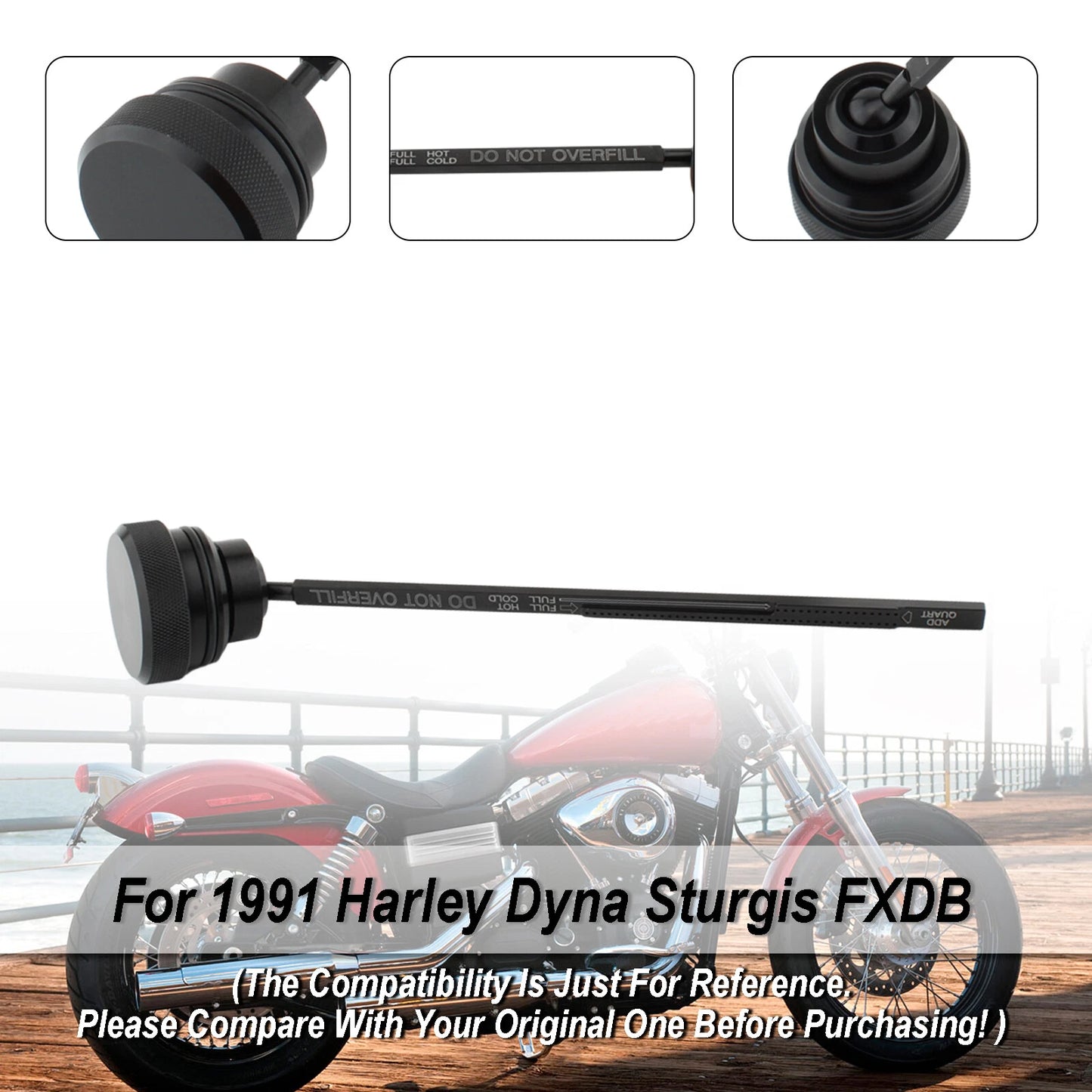 Dipstick Fuel Cap for Dyna Wide Glide FXDL (1991-1998) Black