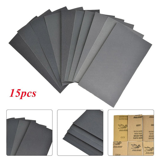 15pcs Grit Sandpaper Wet/Dry Set