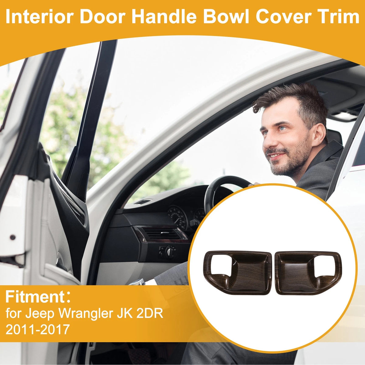 Interior Door Handle Bowl Cover Trim for Jeep Wrangler JK (2007-2018)