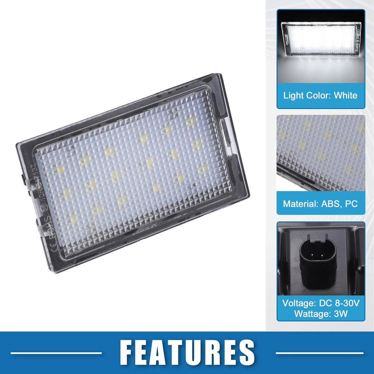 White LED License Plate Lights for Land Rover LR2 LR3 LR4 (2008-2016)