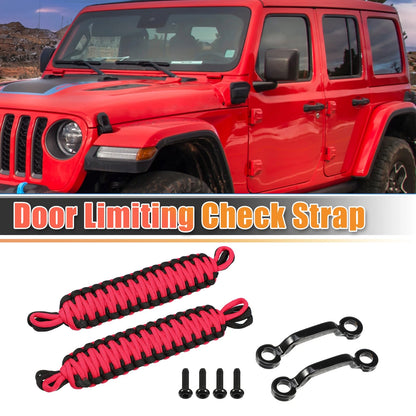 Car Door Limiting Straps  for Jeep Wrangler JK JL (2018-2023) Black Red