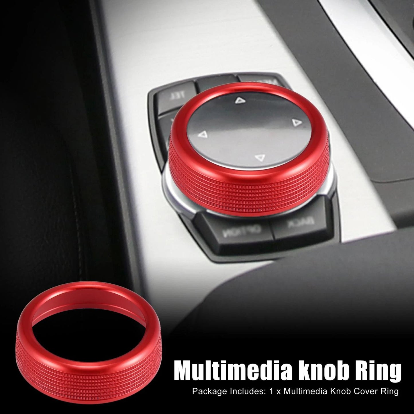 Red Multimedia Knob Cover Ring for BMW 1 2 3 4 5 6 7 Series X3 X4 X5 X6