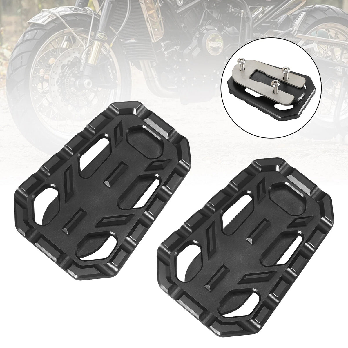 Enlarged Foot Pegs 2 x Black for Triumph Scrambler Tiger (2016-2023)