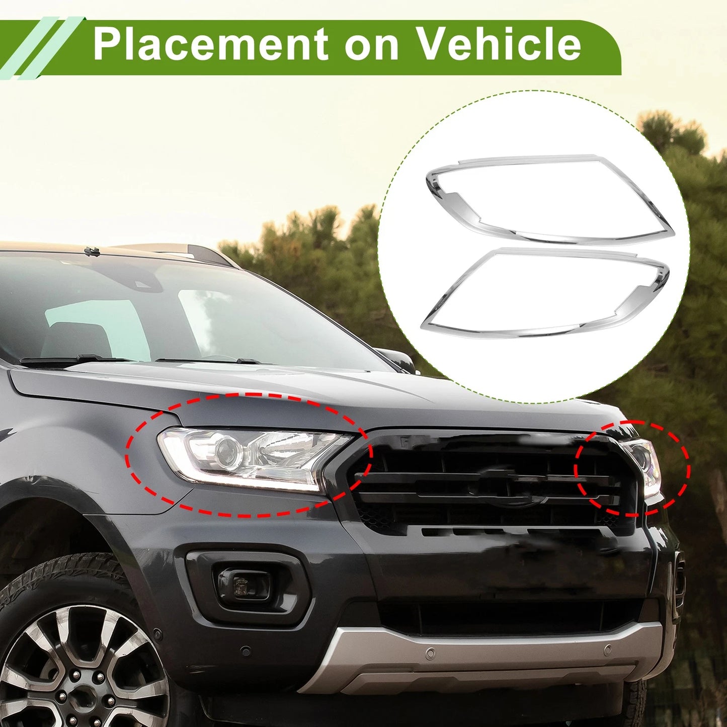 Car Front Left Right Headlight Trim Bezel for Ford Ranger