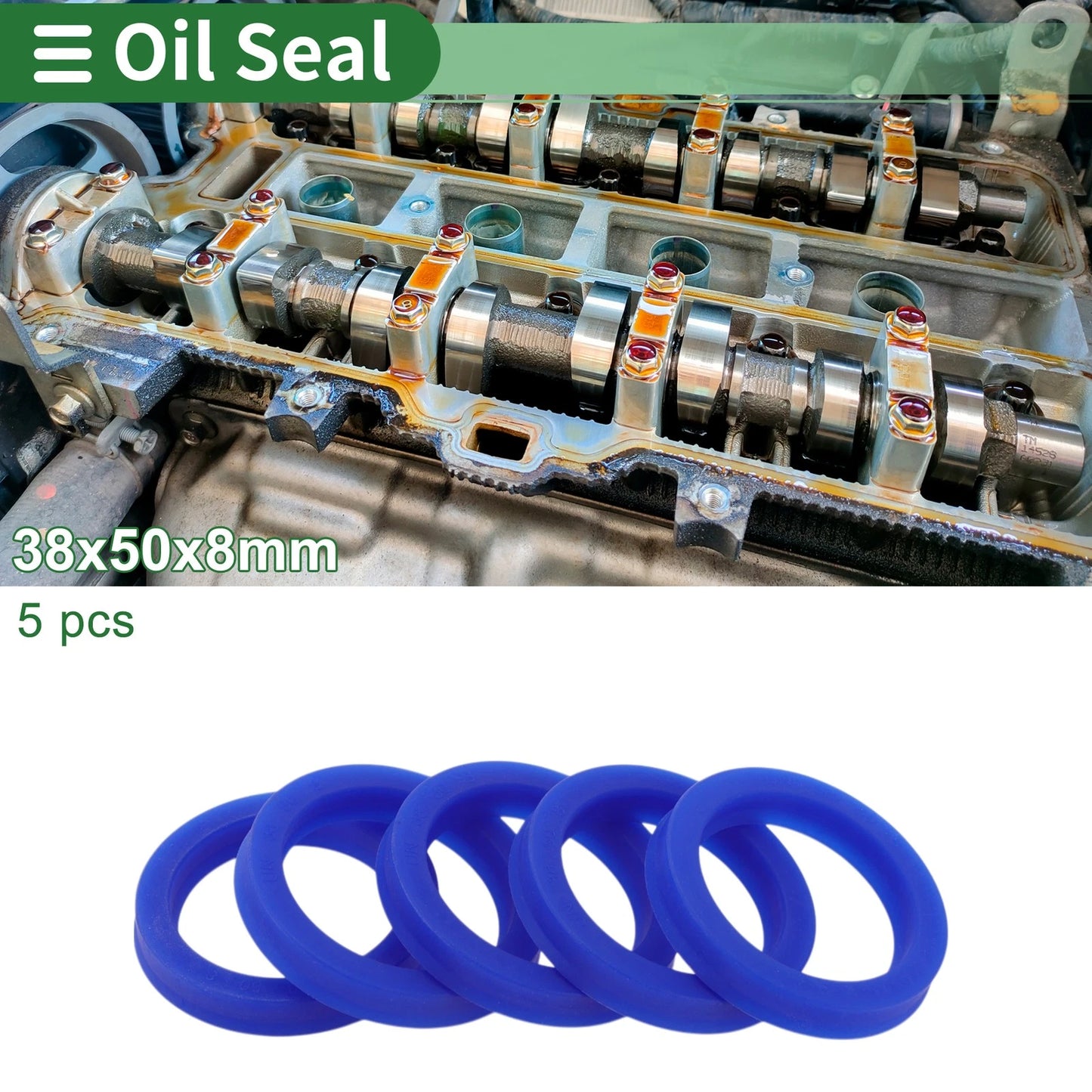Oil Seal Rotary Shaft Seal TPU 38x50x8mm High-Pressure Blue 5 Pcs