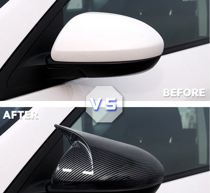 2X Carbon Fiber Side Mirror Horn Cover Cap Trim for Mazda 3 (2014–2016)