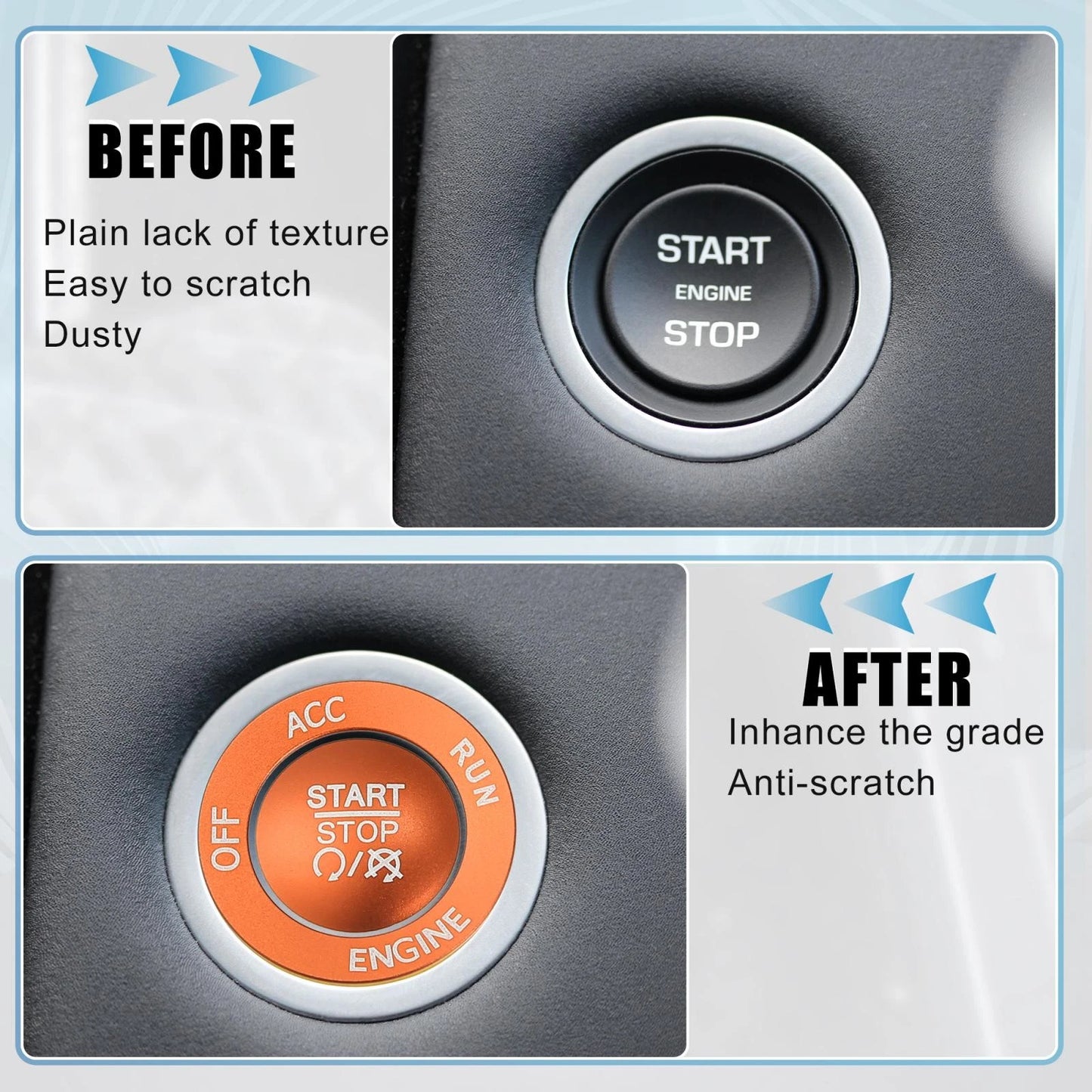 Engine Push Start Stop Button Trim Kit for Dodge Charger Challenger Orange