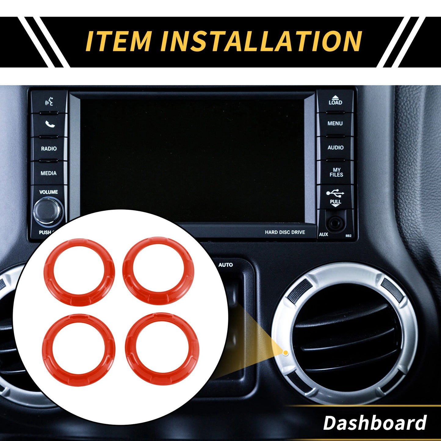 AC Vent Dashboard Decoration Ring for Jeep Wrangler JK JKU (2011-2017)