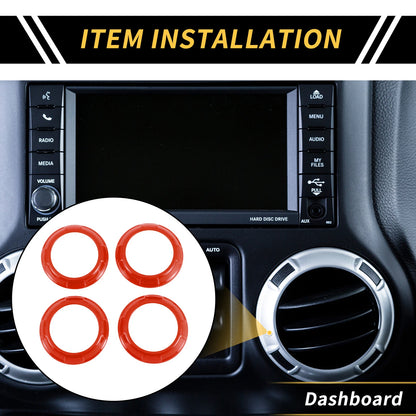 AC Vent Dashboard Decoration Ring for Jeep Wrangler JK JKU (2011-2017)