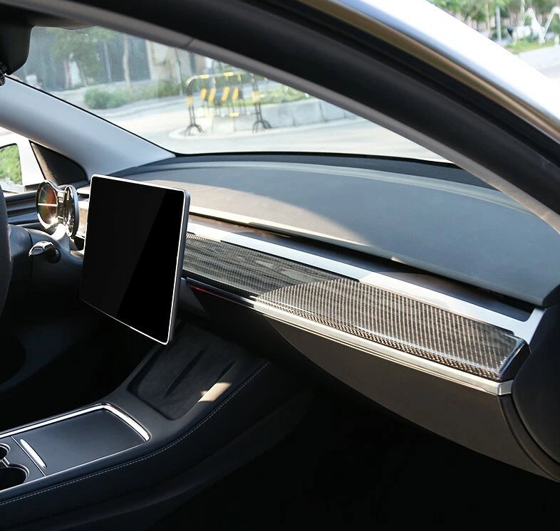 Carbon Fiber Central Console Cover Trim for Tesla Model Y (2020-2023)
