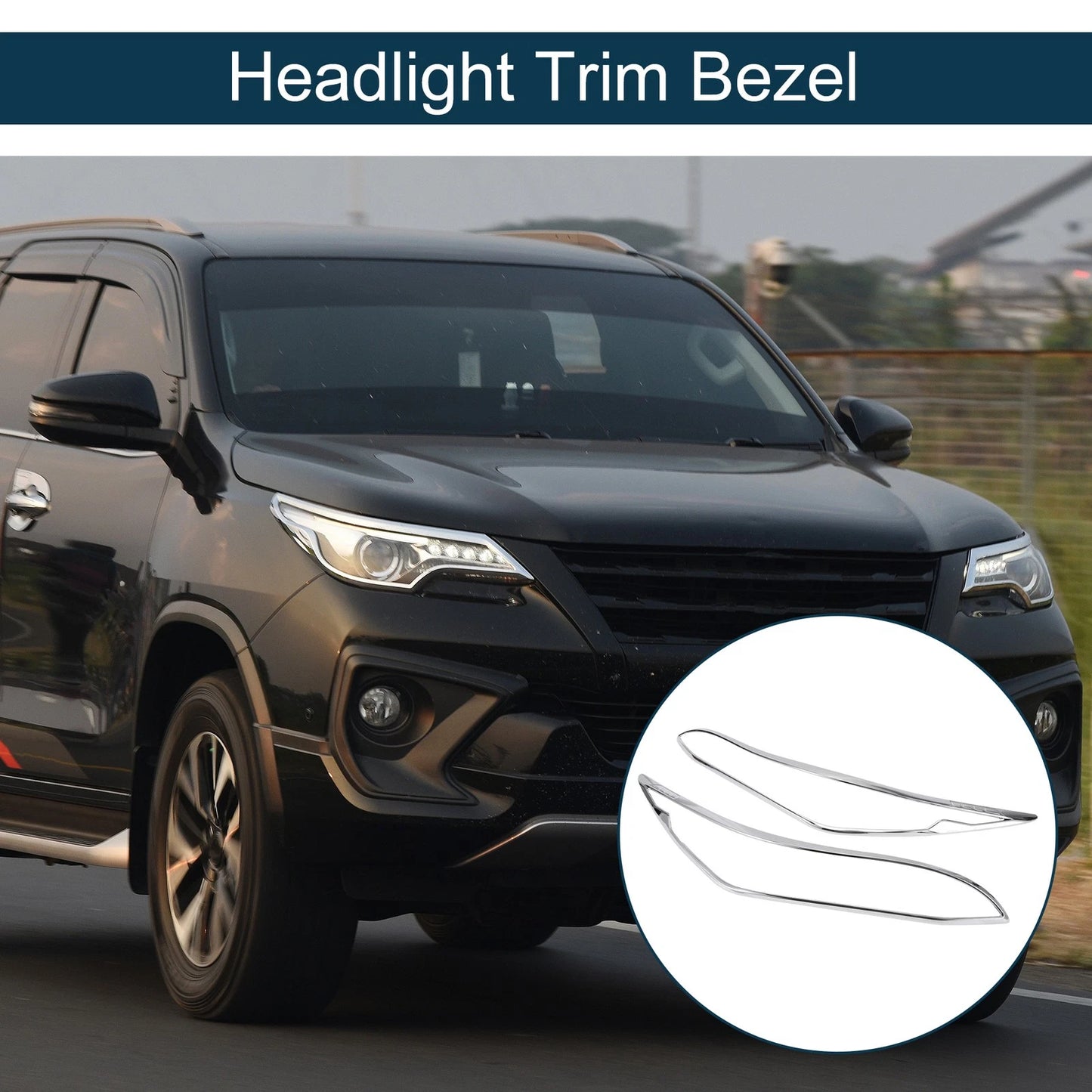 1pair Car Front Headlight Trim Bezel for Toyota Fortuner (2020–2022)