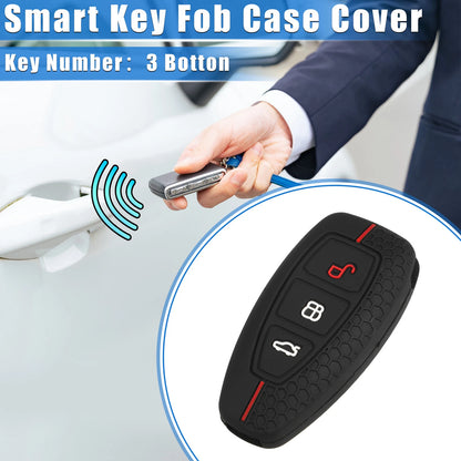 Key Fob Cover for Ford 3 Button Car Key Silicone Black & Red