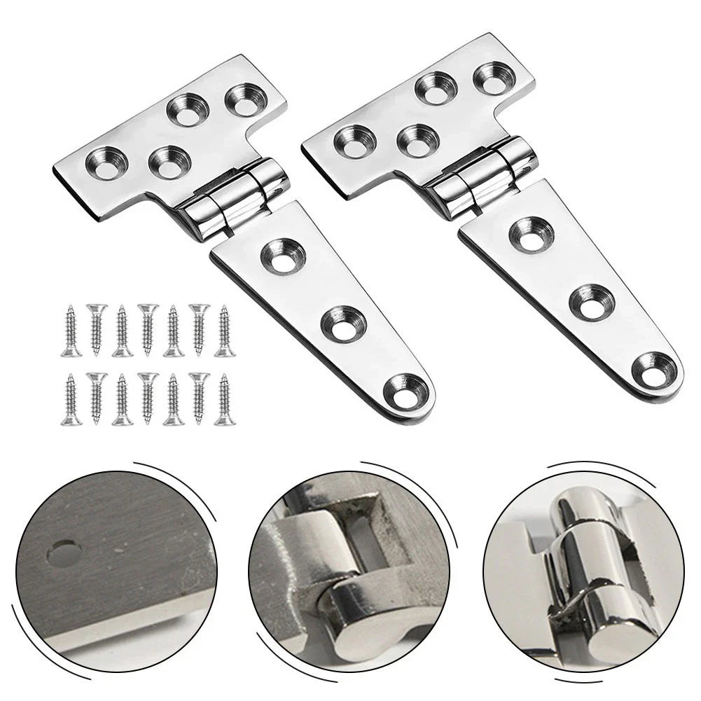 Heavy Duty 150mm T Hinges for Boat Hatches, 2 Pack, Stainless Steel