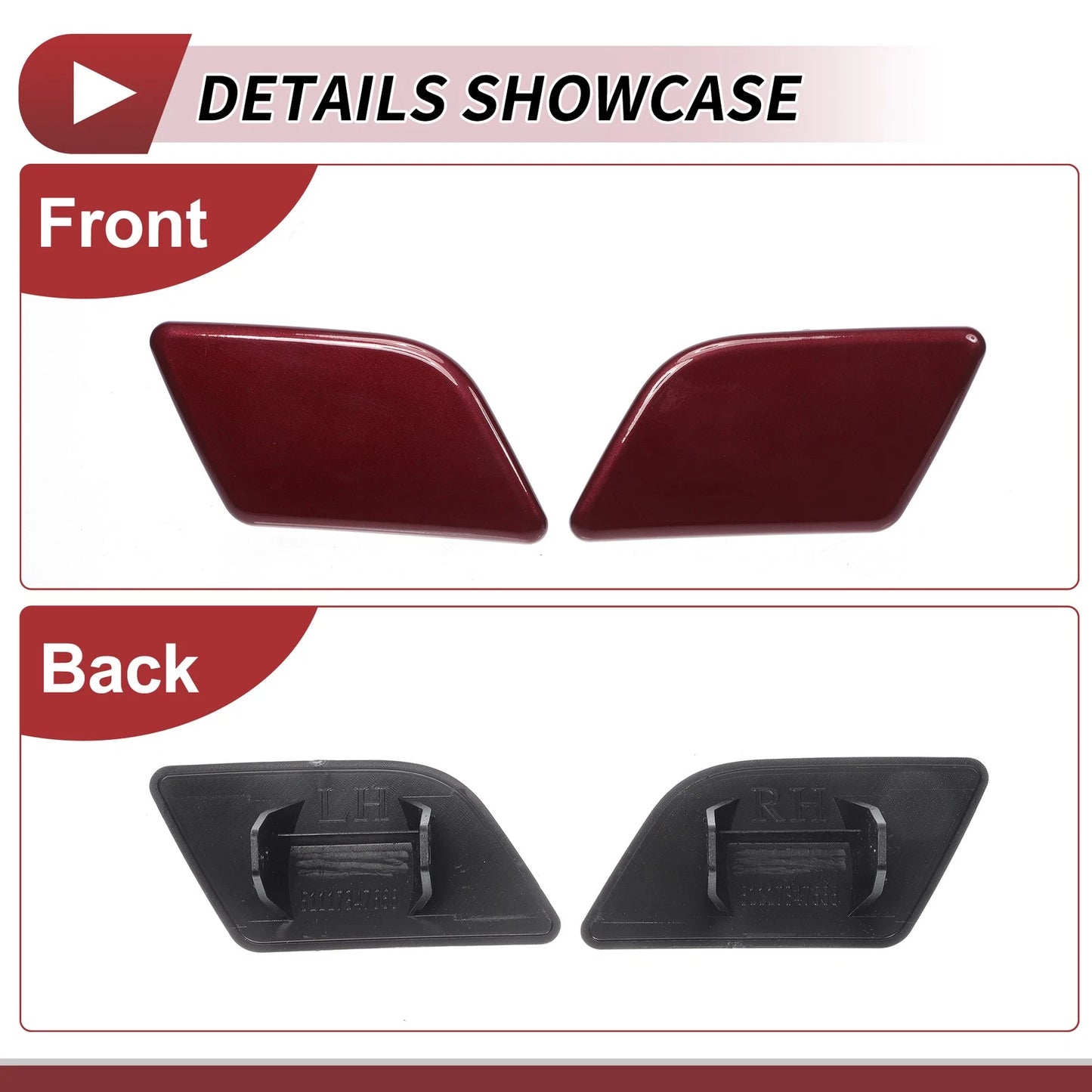 Washer Nozzle Cover Cap for BMW X1 (2010-2015) - Front Left Right, Wine Red