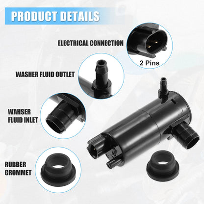 Windshield Washer Motor Pump Set with Grommet for Nissan Altima Rogue (2007-2019)