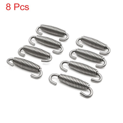 8pcs 60mm Stainless Steel Silver Tone Motorcycle Exhaust Pipe Springs Hooks