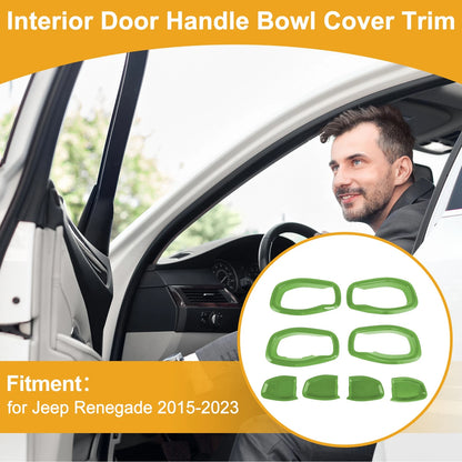 Interior Door Handle Bowl Cover Trim for Jeep Renegade (2015-2023) 4 x Green ABS