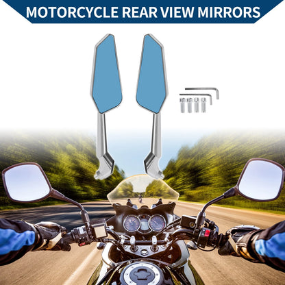M8/M10 Rear View Mirrors, Silver Tone, 1 Set for Motorcycle
