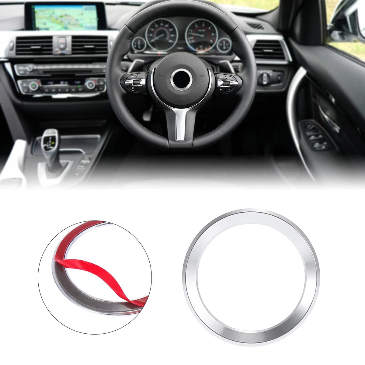 Silver Tone Steering Wheel Decal Cover for BMW 1 3 5 7 X1 X3 X5 X6