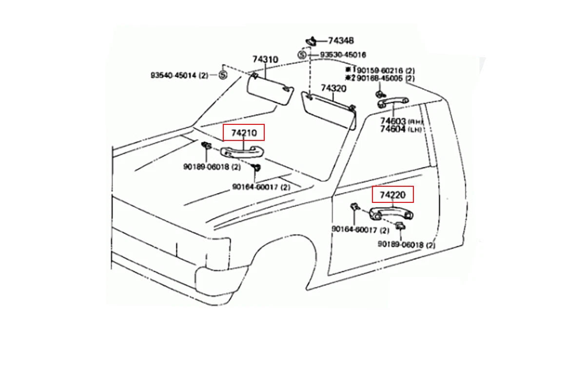 Door Armrest Handle Gray for Toyota Hilux LN50 LN56 LN65 MK2 (1984-1988)