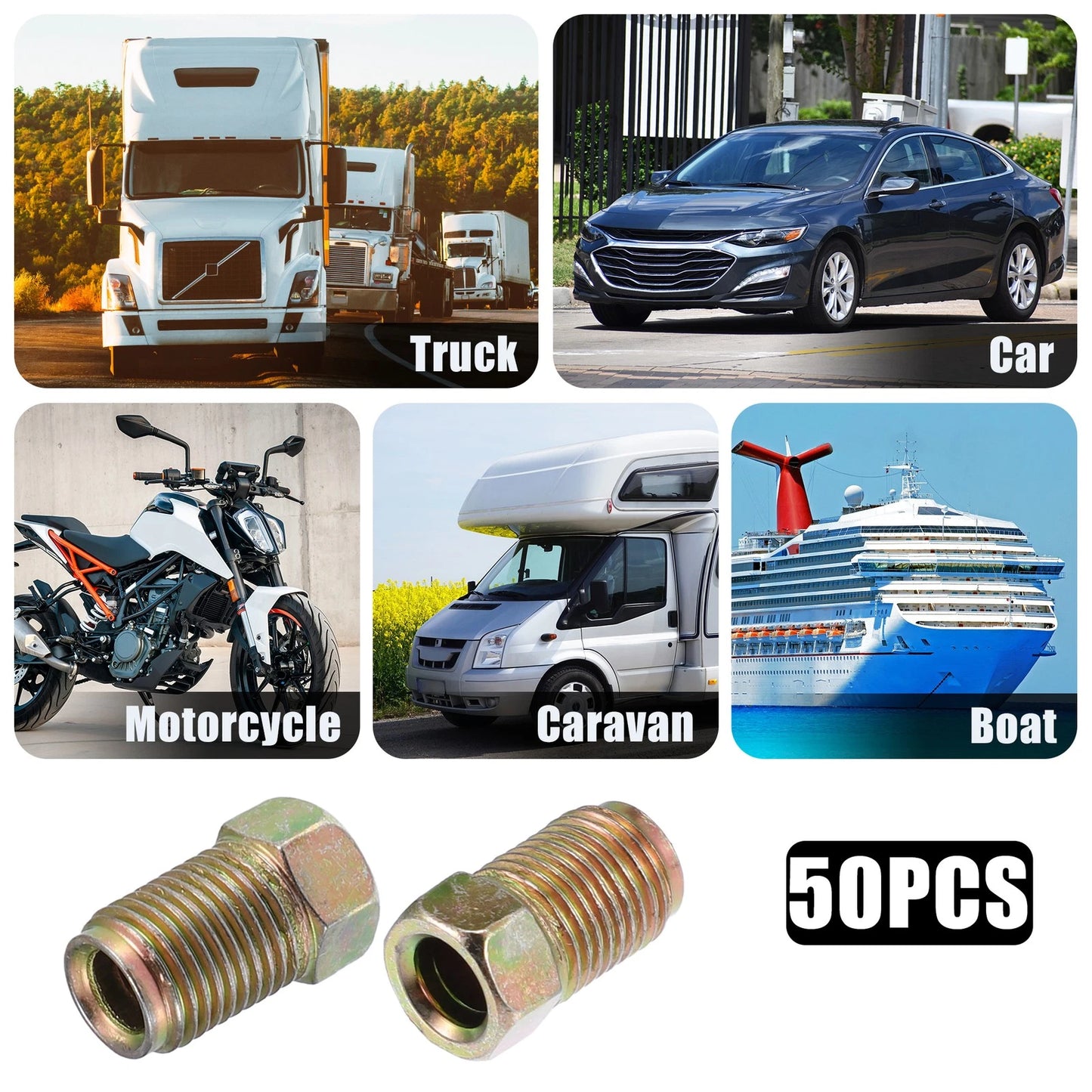50 Pcs Brake Line Tube Fittings M10 Hydraulic Brake Lines