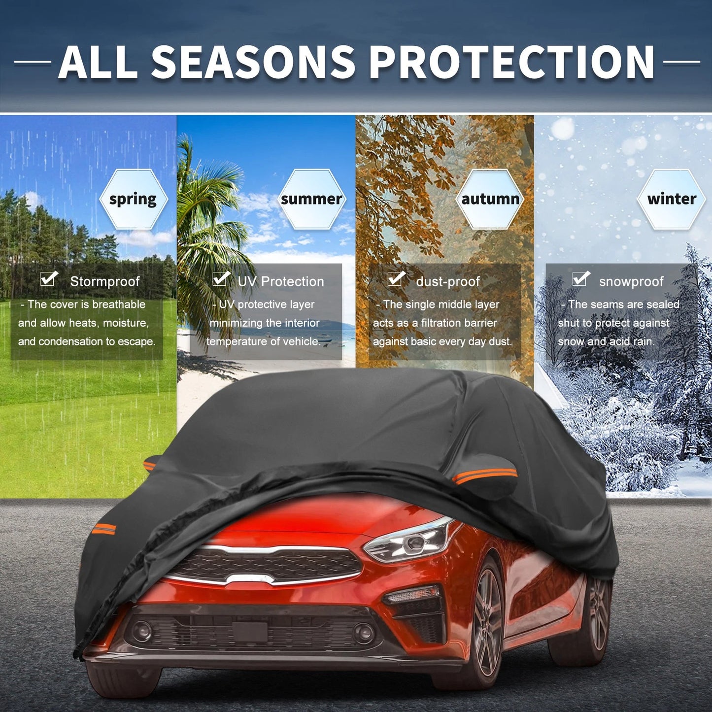Waterproof Aluminum Film Car Cover for Kia Forte Sedan (2010-2023)