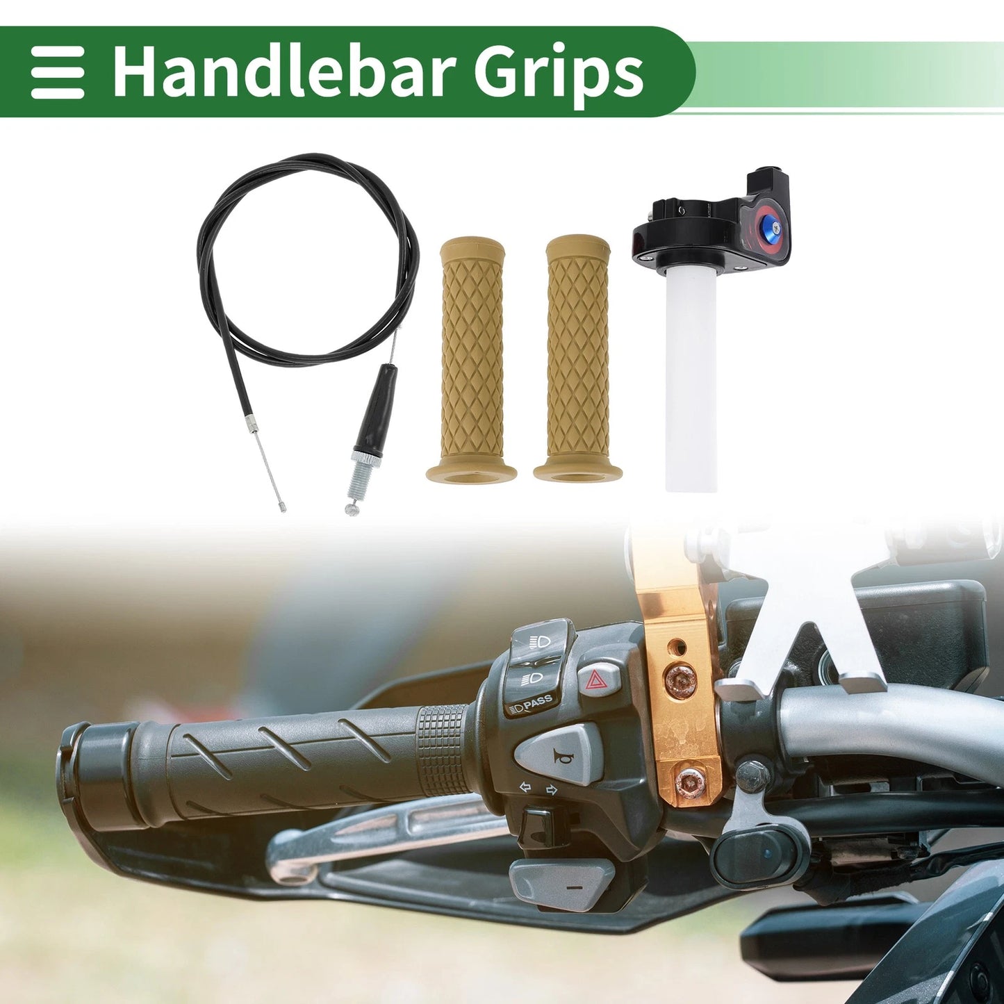 7/8" 22mm Hand Grips Rubber Khaki for Motorcycle