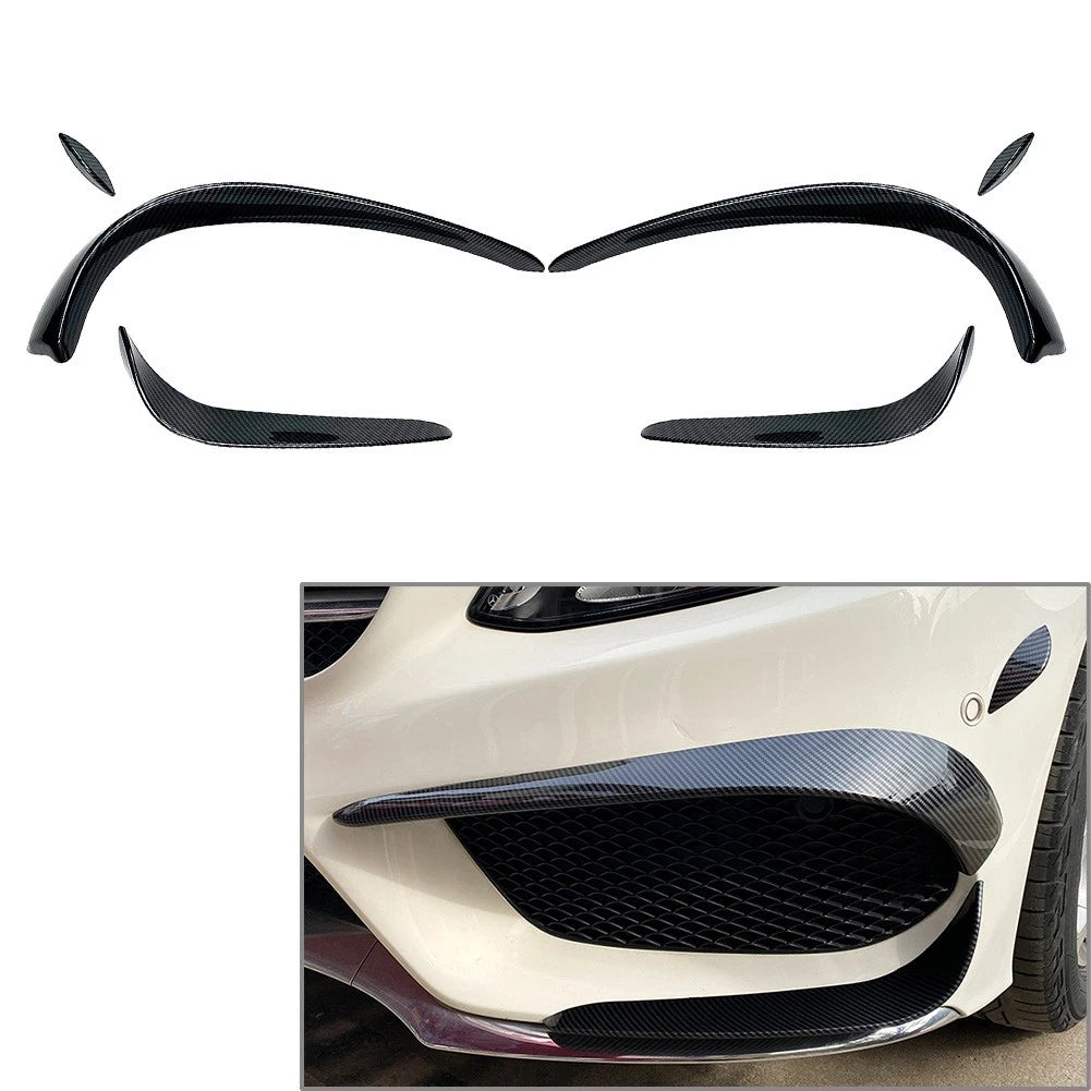 6 x Front Bumper Lip Spoiler Fins for Mercedes Benz C-Class W205 (2015-2018)