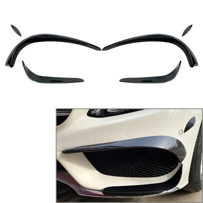 6 x Front Bumper Lip Spoiler Fins for Mercedes Benz C-Class W205 (2015-2018)