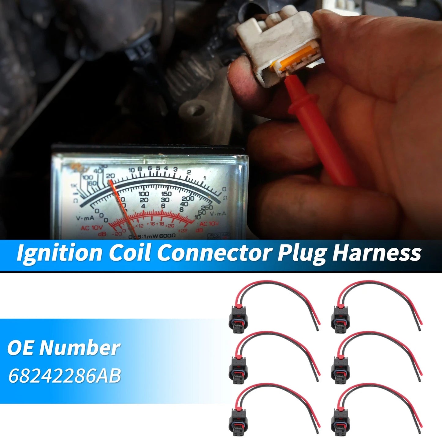 6Pcs Ignition Coil Connector Plug Harness for Chrysler Jeep (2005-2010)