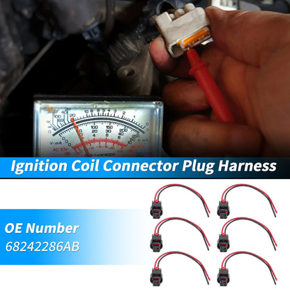 6Pcs Ignition Coil Connector Plug Harness for Chrysler Jeep (2005-2010)