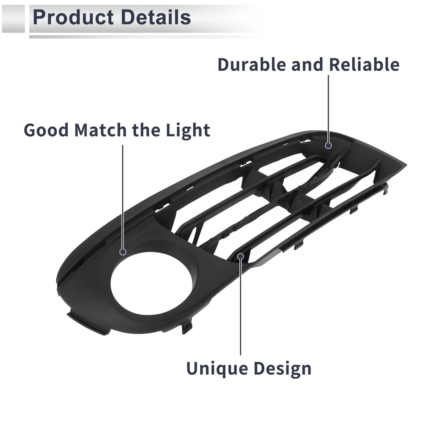 Front Right Fog Light Grill for BMW 528i 2014-2016 (1 Pc, Black)