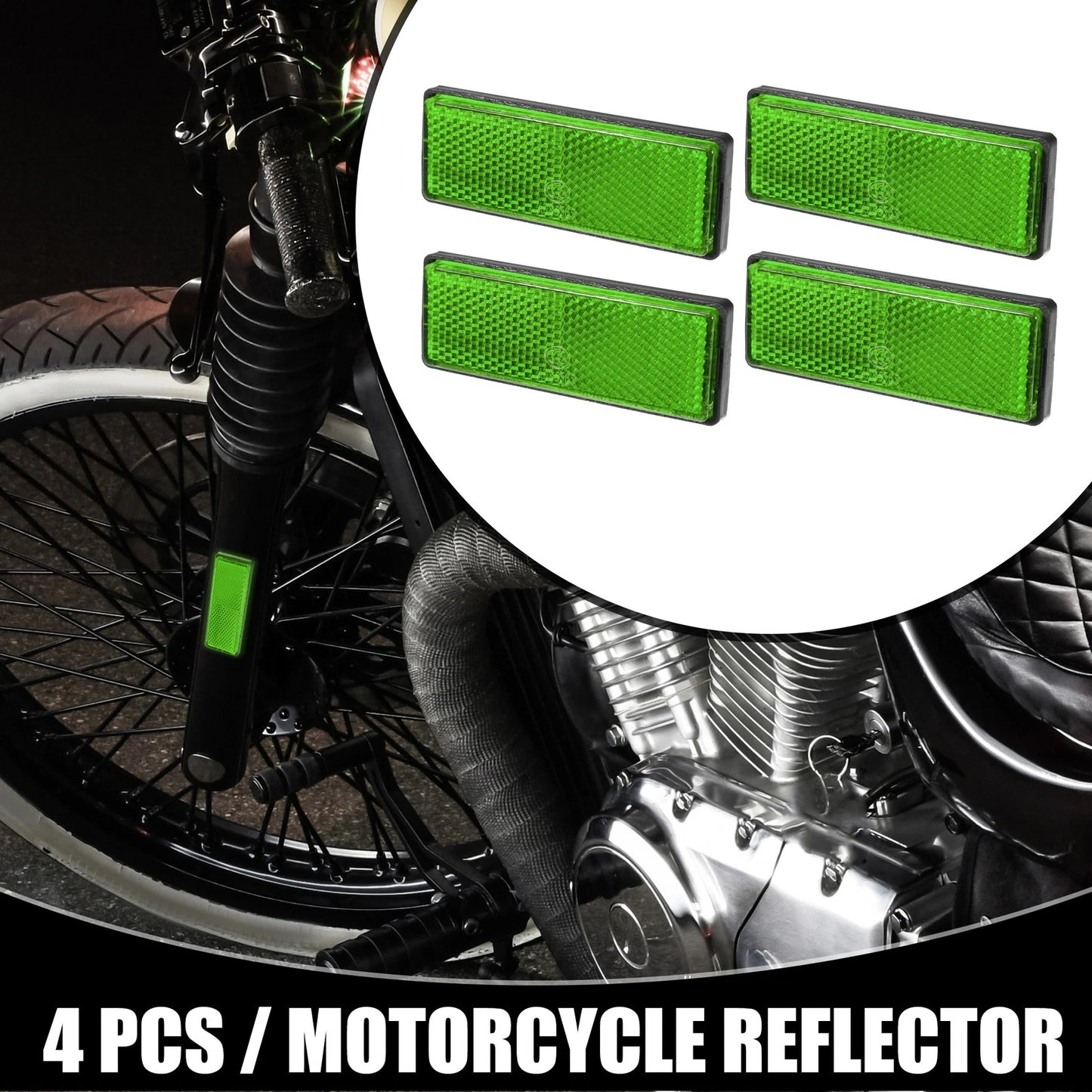 4 x Universal Reflector Rectangle for Motorbike Bike Reflector Green