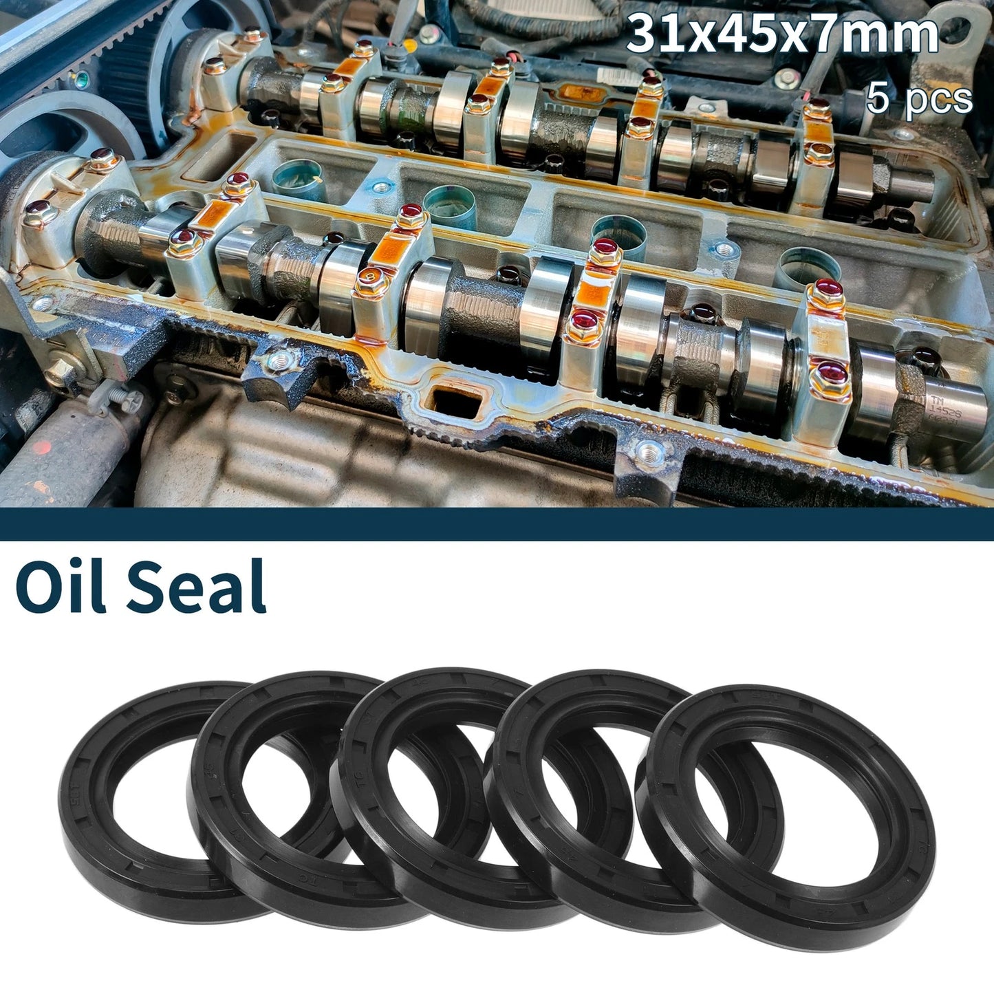 Oil Seal 5 x Seal Ring Rotary Shaft Seal NBR Rubber 31x45x7mm Black