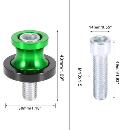 2 x 10mm M10x1.5 Green Swingarm Spools Sliders Stand for Kawasaki