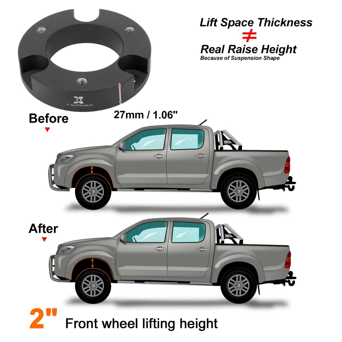 2" Front Leveling Lift Kit Strut Spacers for Toyota Tundra 2000-2006