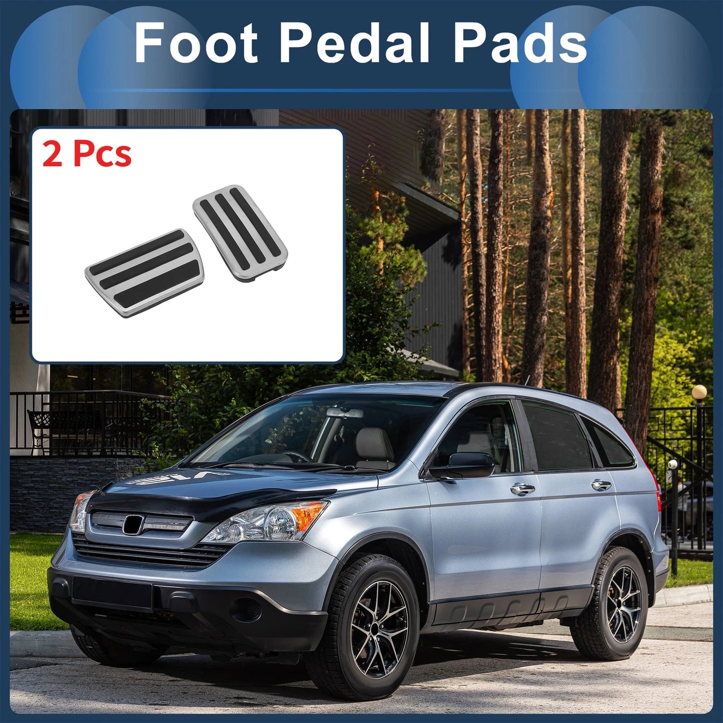 Foot Accelerator Pedal Covers for Honda CR-V (2017-2022) Silver Tone