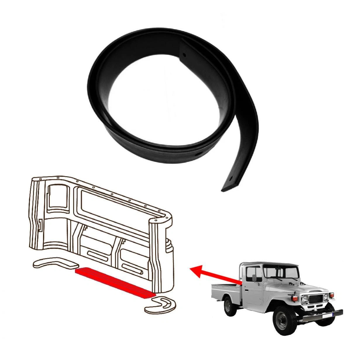 Spacer Cab Rubber Seal Weatherstrip Fits 1975-84 Toyota Land Cruiser FJ45 HJ45